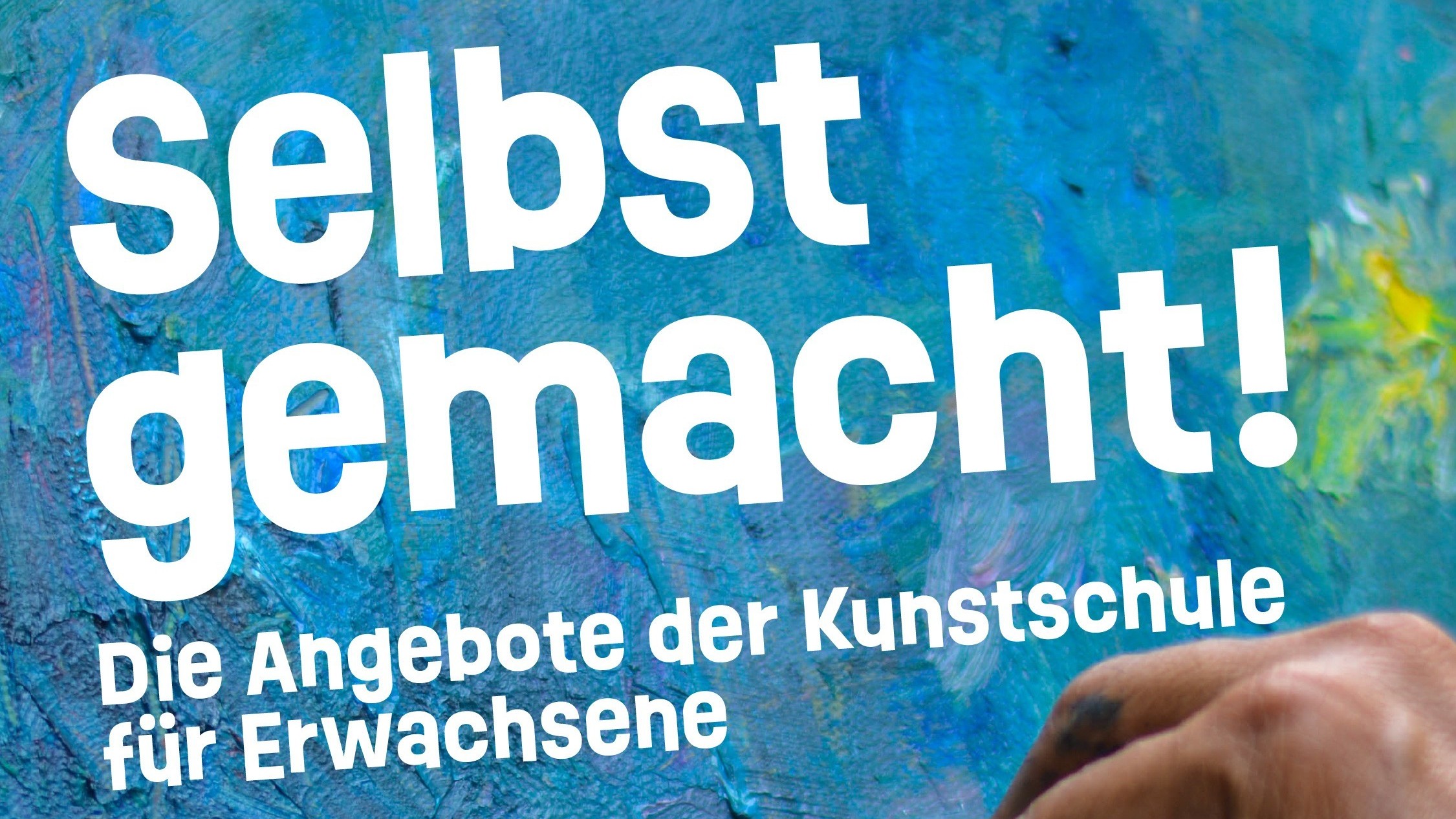 Bunter Hintergrund. Davor in weiß der Schriftzug 